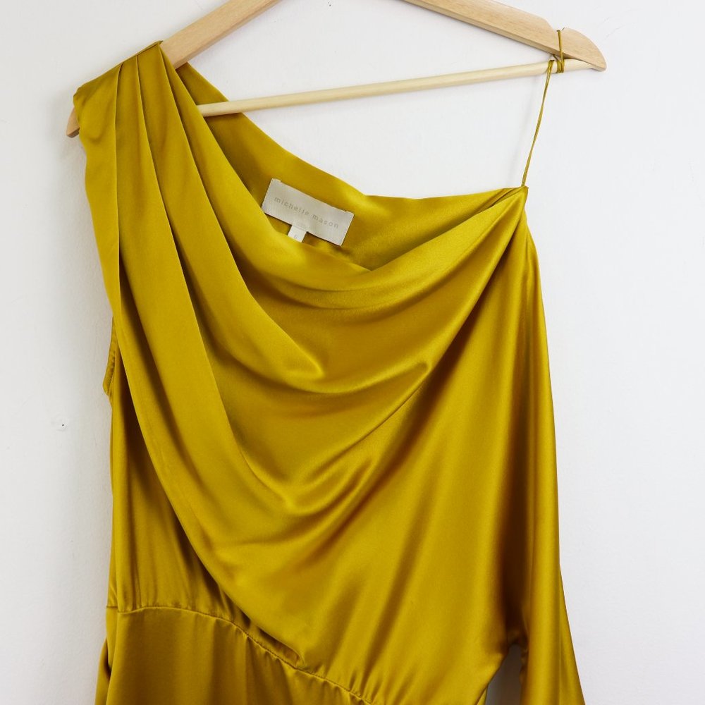NEW Michelle Mason One Sleeve Draped Mini Dress 6 - Picture 5 of 11
